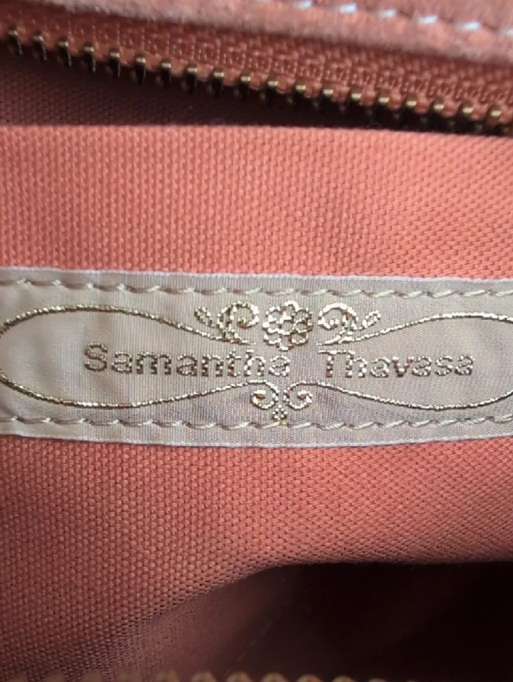 Samantha Thavasa Peach Suede Shearling Trim Handbag
